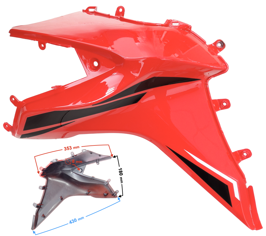 Tankdeksel Links rood GT 125